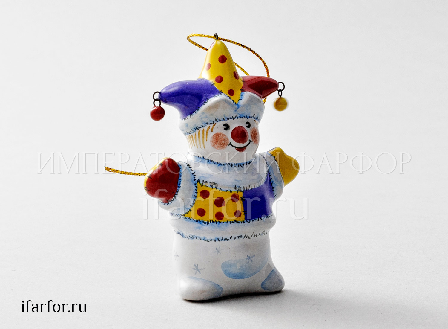 Елочная игрушка «Снеговик-скоморох»