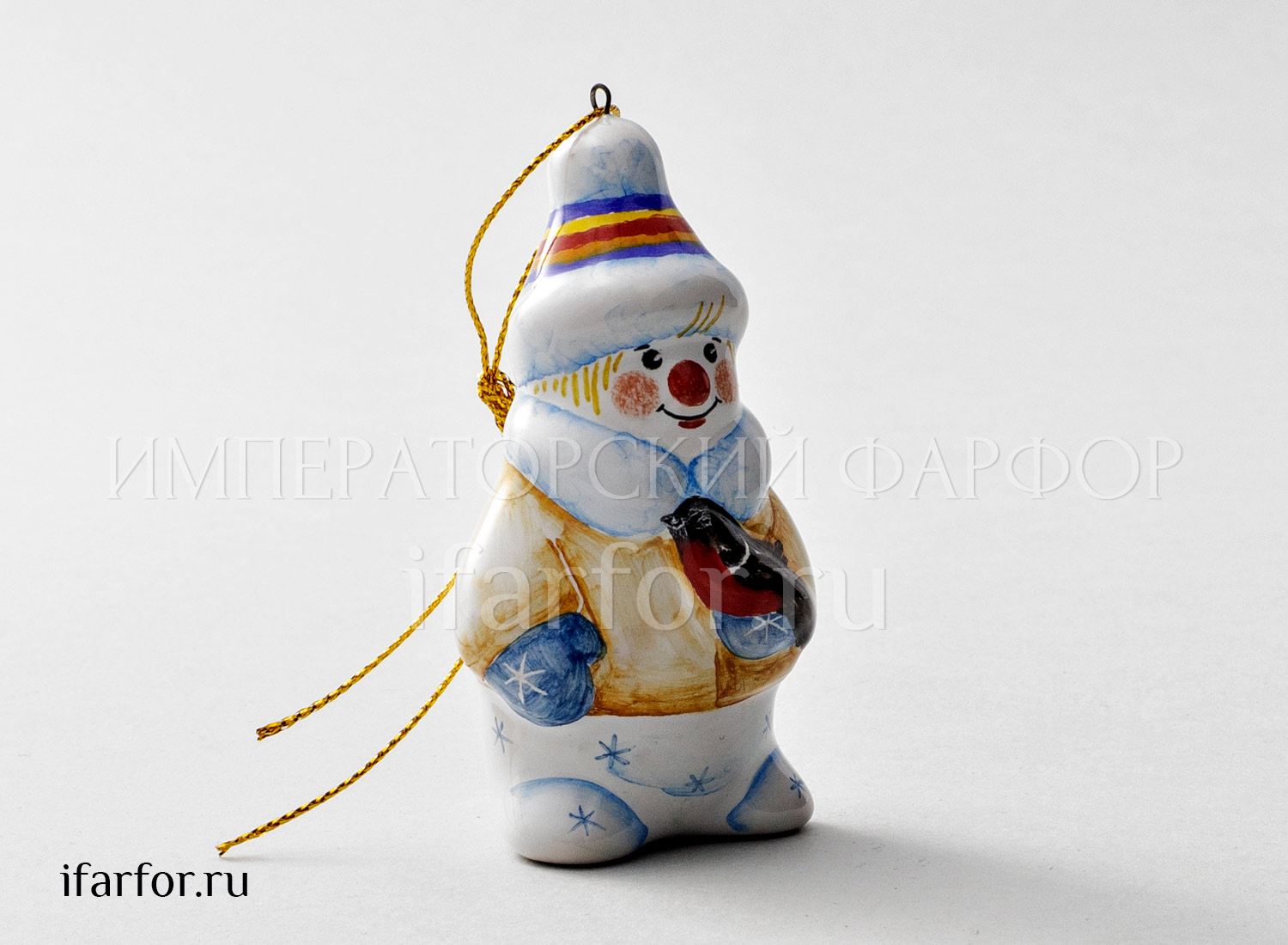 Елочная игрушка «Снеговик со снегирем»