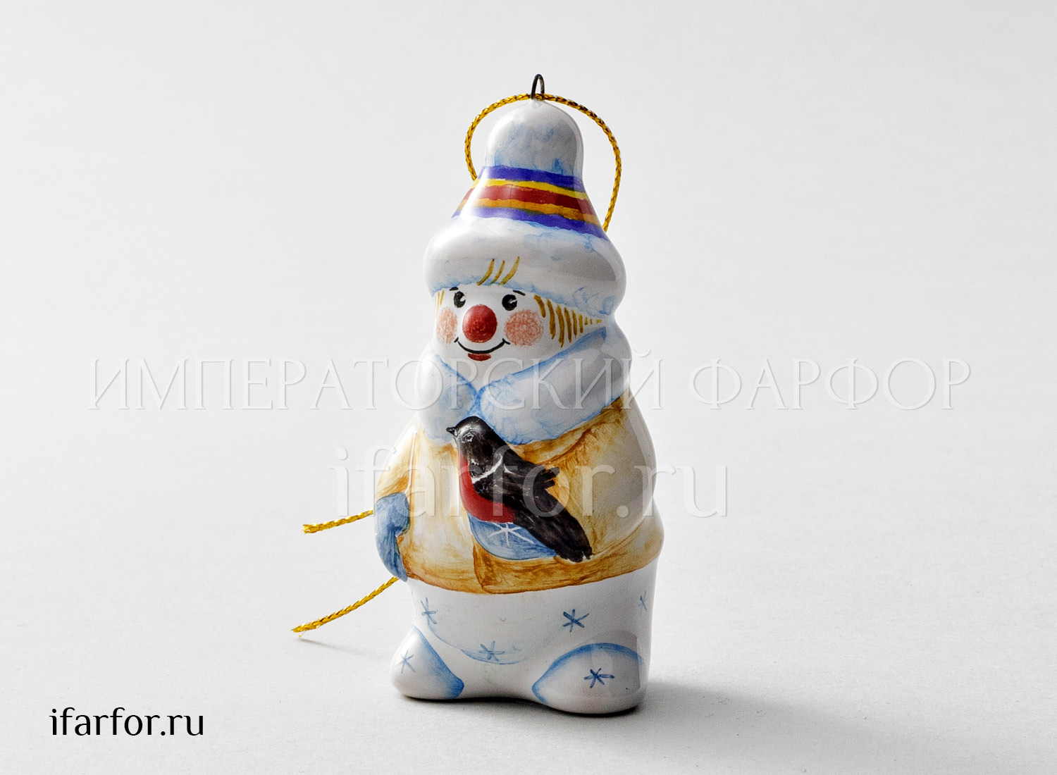 Елочная игрушка «Снеговик со снегирем»