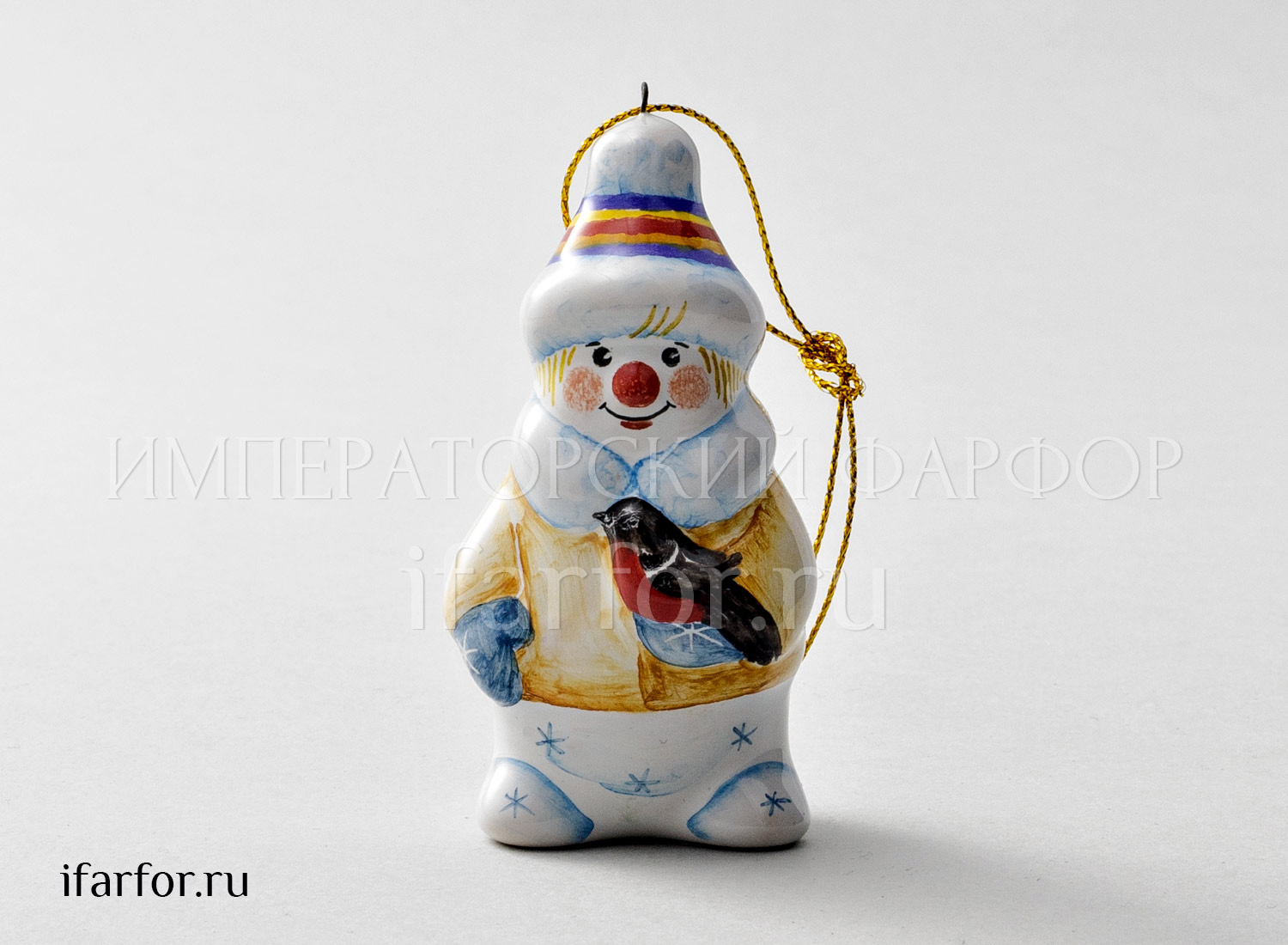 Елочная игрушка «Снеговик со снегирем»