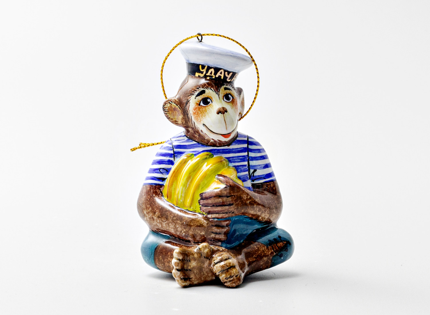 Елочная игрушка «Обезьянка с бананами»