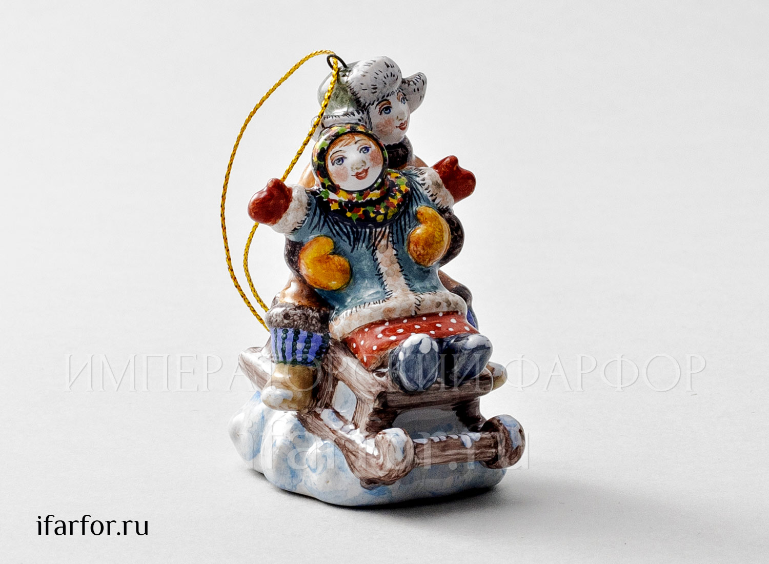 Елочная игрушка «Дети на санках»