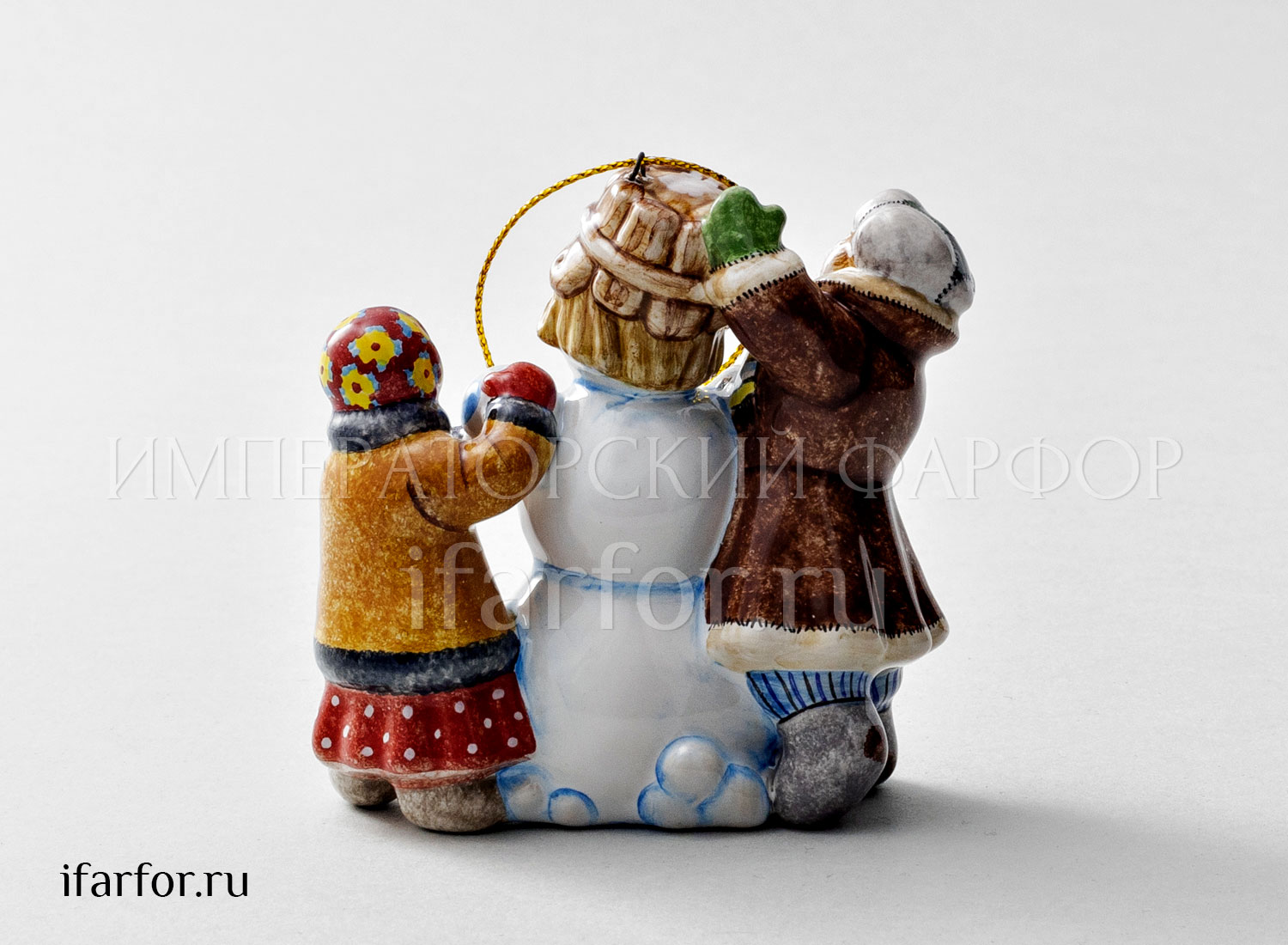 Елочная игрушка «Дети лепят снеговика»