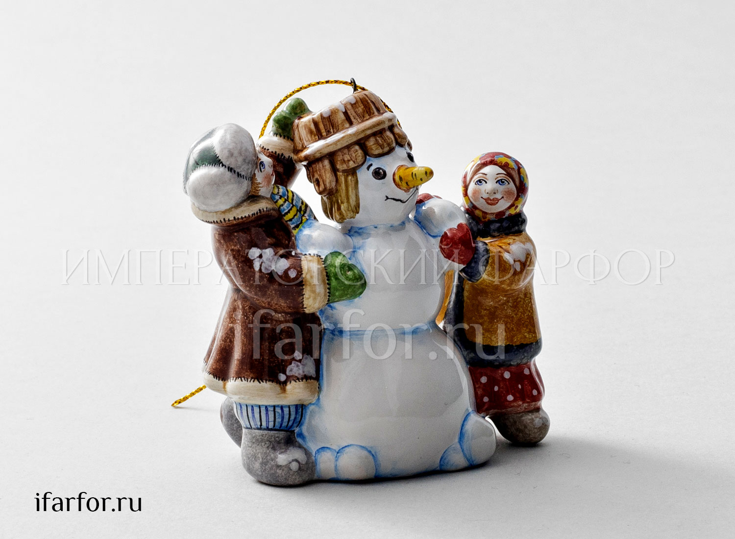 Елочная игрушка «Дети лепят снеговика»