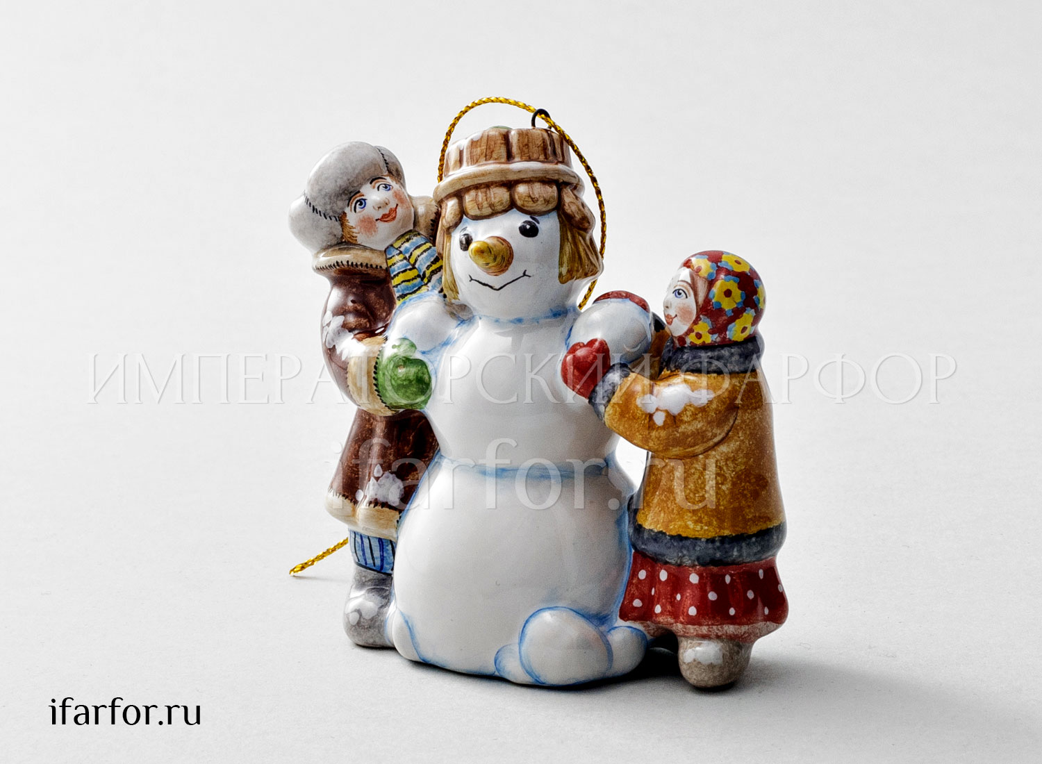 Елочная игрушка «Дети лепят снеговика»