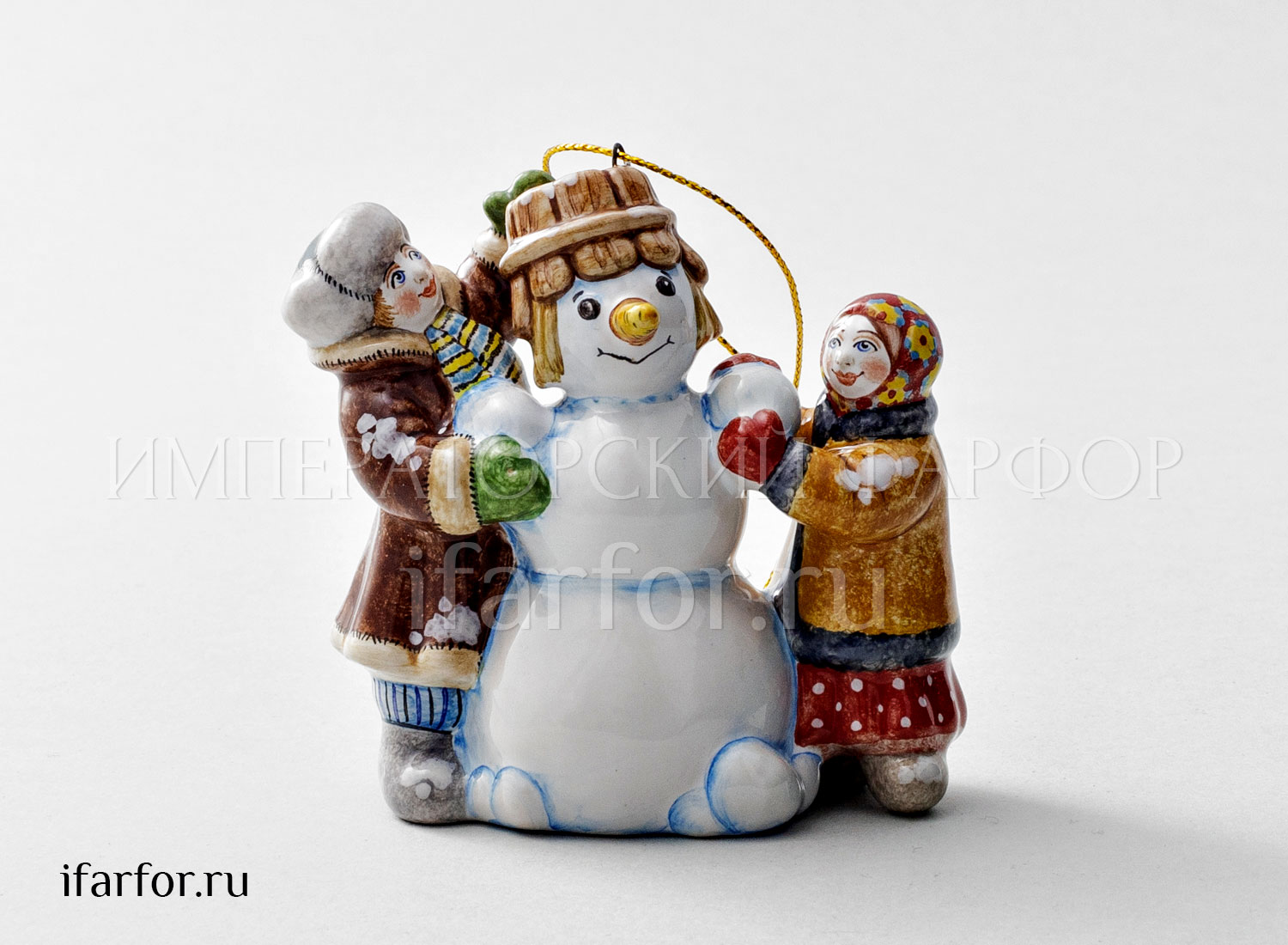 Елочная игрушка «Дети лепят снеговика»