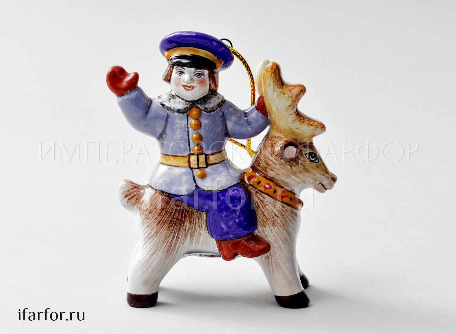 Елочная игрушка «Гимназист на олене»
