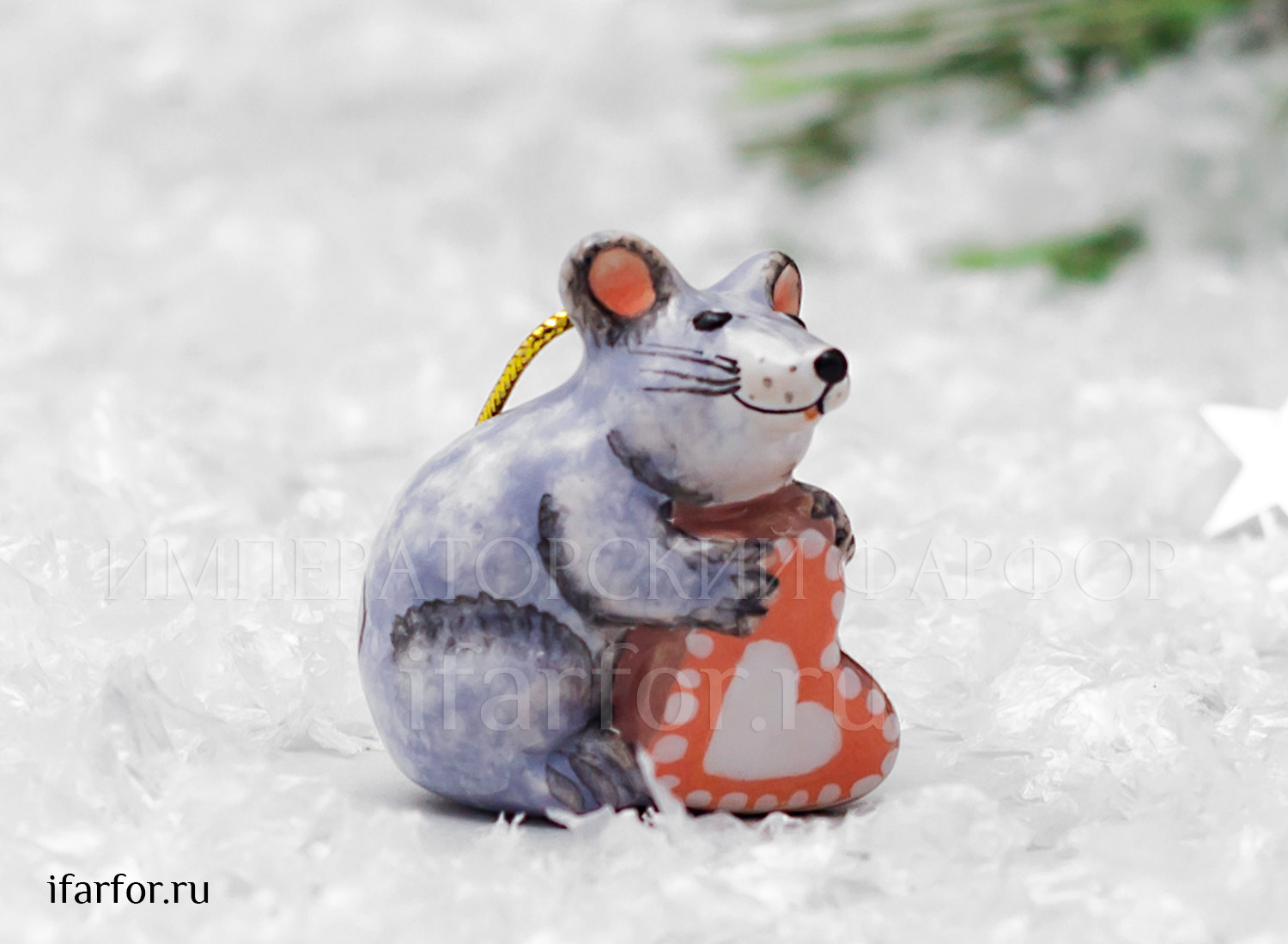 Елочная игрушка «Мышка с пряником»