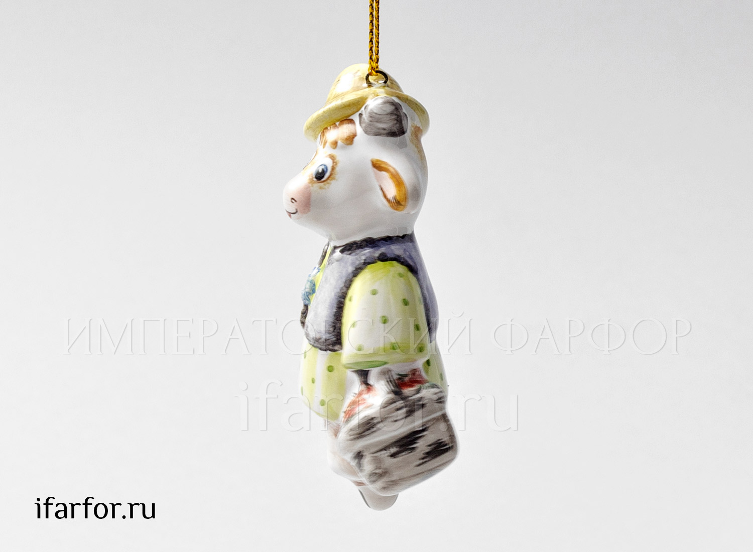 Елочная игрушка «Бычок с корзинкой»