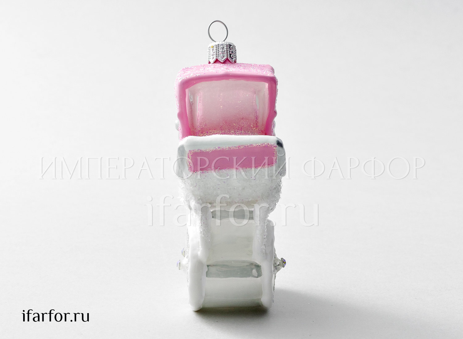 Елочная игрушка «Детская коляска розовая высокая»