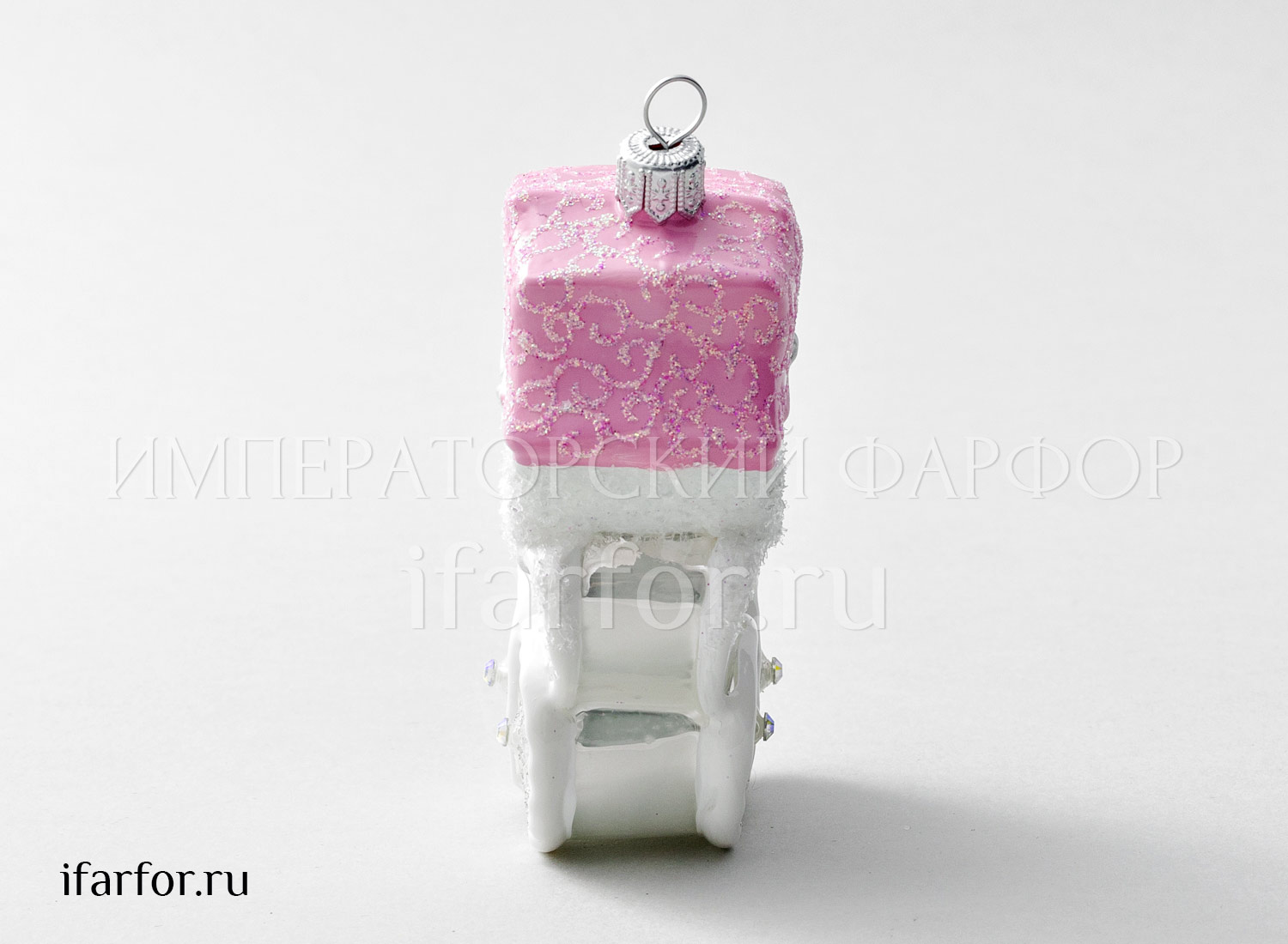 Елочная игрушка «Детская коляска розовая высокая»