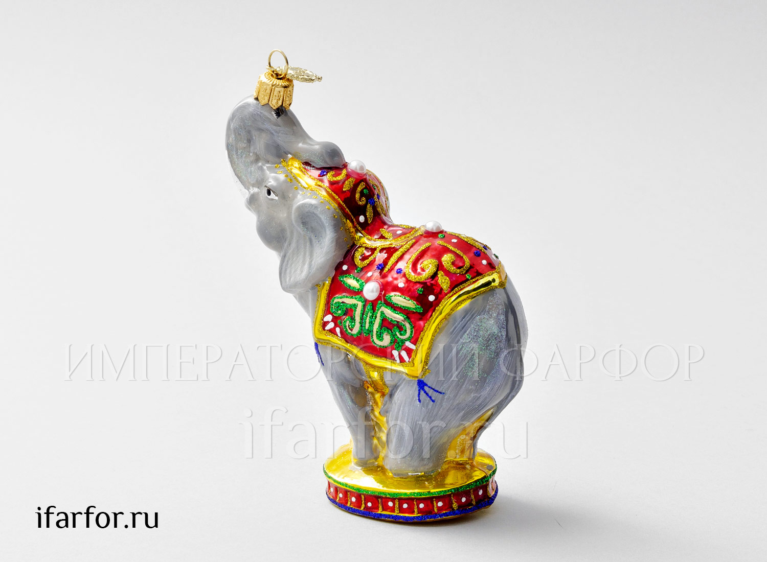 Елочная игрушка «Слон в красной попоне»