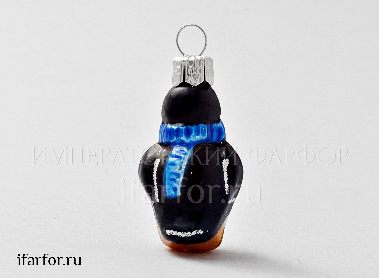 Елочная игрушка «Пингвин в голубом шарфе»