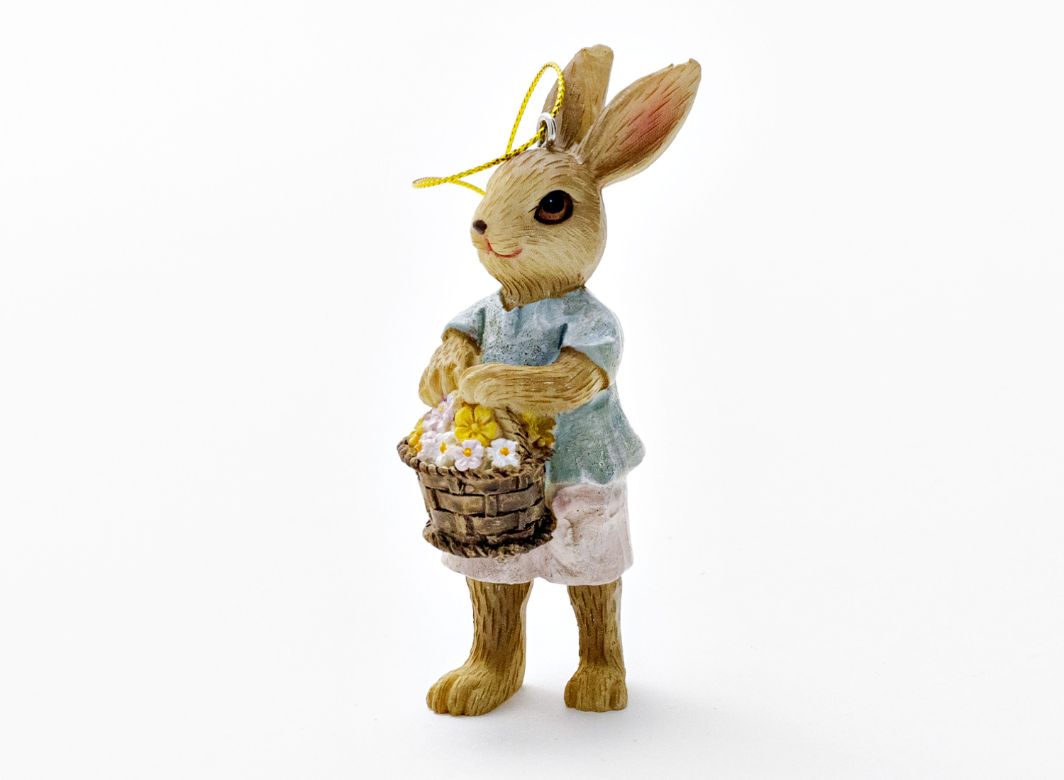 Елочная игрушка «Кролик с корзинкой цветов 2»
