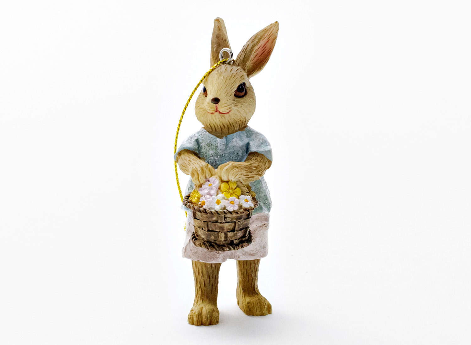 Елочная игрушка «Кролик с корзинкой цветов 2»