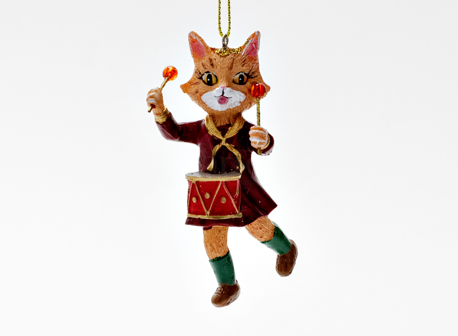 Елочная игрушка «Кошечка с барабаном»