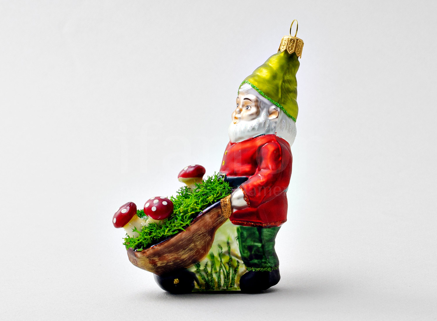 Елочная игрушка «Гном с грибами»
