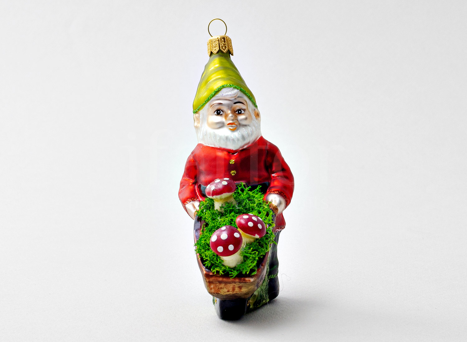 Елочная игрушка «Гном с грибами»