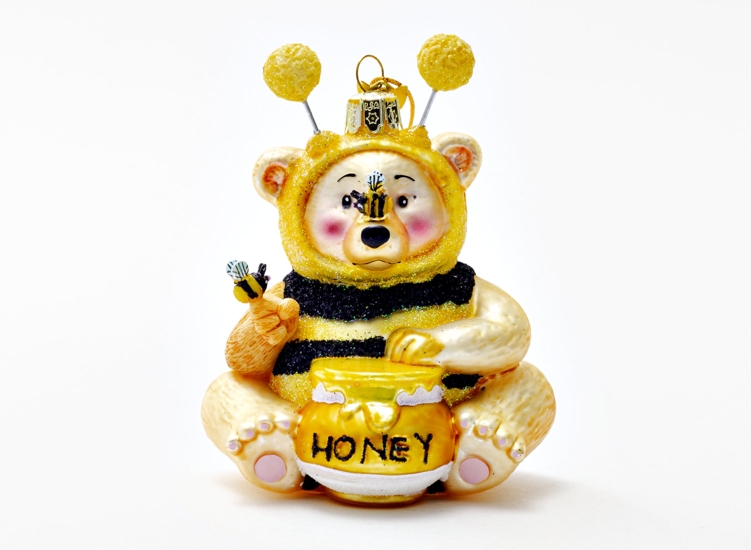 Елочная игрушка «Мишка в костюме пчелы»