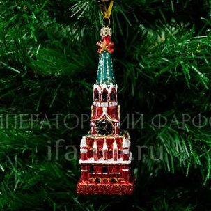 Елочная игрушка Кремлевская башня с часами