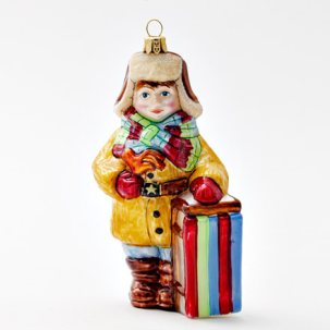 Елочная игрушка Мальчик с санками