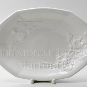 Блюдо овальное Цветочный рельеф Ivory