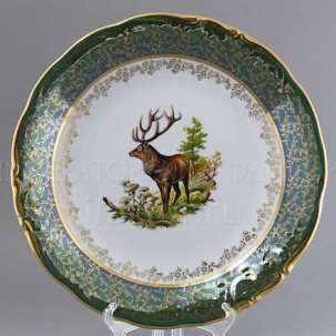 Блюдо круглое Охота Зеленая STERNE PORCELAN