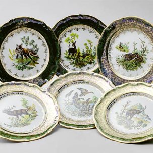 Набор тарелок столовый Охота Зеленая 6/6 STERNE PORCELAN