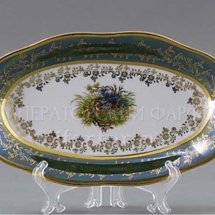 Блюдо овальное Охота Зеленая STERNE PORCELAN