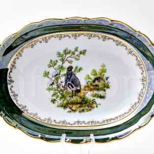 Блюдо овальное Охота Зеленая STERNE PORCELAN