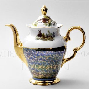 Кофейник Охота Зеленая STERNE PORCELAN