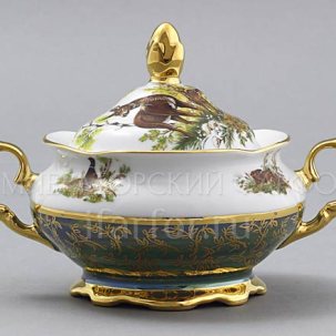 Сахарница Охота Зеленая STERNE PORCELAN