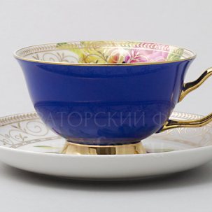 Чашка с блюдцем чайная Радуга Синий Royal Classics
