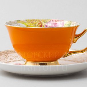 Чашка с блюдцем чайная Радуга Оранжевый Royal Classics