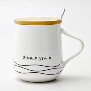 Кружка с крышкой и ложкой SIMPLE STYLE белая Royal Classics