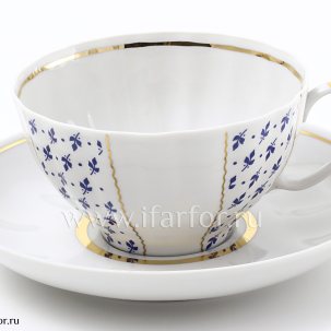 Чашка с блюдцем Ситец 1/2 Белый лебедь