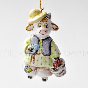 Елочная игрушка Бычок с корзинкой Рисунок 1