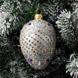 Елочная игрушка Яйцо Фаберже Золотая сетка