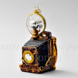 Елочная игрушка в подарочной коробке Ретро Техника. Старинный фотоаппарат