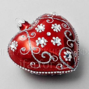 Елочная игрушка Сердечко Цветочный орнамент