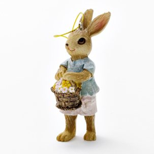 Елочная игрушка Кролик с корзинкой цветов 2