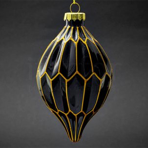 Елочная игрушка Конус Шестигранник черный с золотом
