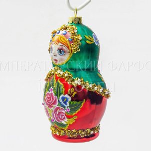 Елочная игрушка Матрешка Зеленая