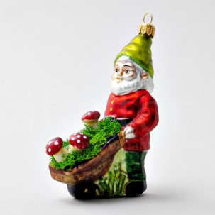 Елочная игрушка Гном с грибами