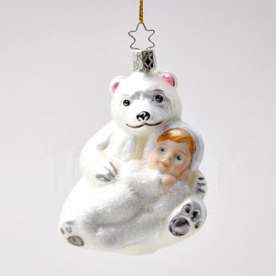 Елочная игрушка Девочка и медведь