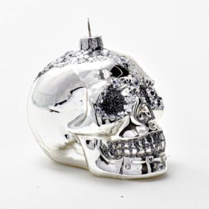 Елочная игрушка Череп серебряный