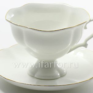 Чашка с блюдцем чайная Золотая лента 1/2 Наташа