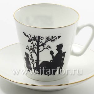 Чашка с блюдцем кофейная Семья 1/2 Черный кофе