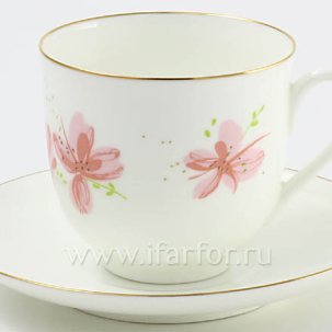 Чашка с блюдцем Розовые цветы 1/2 Ландыш