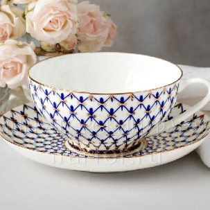 Чашка с блюдцем чайная Кобальтовая сетка 1/2 Купольная